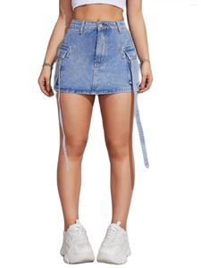 Skirts 2024 Summer Women's Blue And Army Green Denim Work Skirt Fashion Sexy Jeans Mini Girl Clothing S-2XL