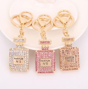 Crystal Parfym Bottle Keychain Bag Car Purse Key Chain Ring Pendant Jewelry Keyring Gift Souvenir Whole8541720