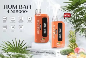 Rum Bar 18000 Olejki Duże wjazdy dyspozytoryczne 0% 2% 3% 5% 550 mAh Bateria 21 ml Autoryzacja urządzenia przedpełnionego 15 smaków