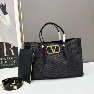 Women vlogo raffias słomka torby plażowe designer torebka splot crossbody sprzęgło moda moda ramię luksusowe torba na letnią męską męską torbę keepall torbę