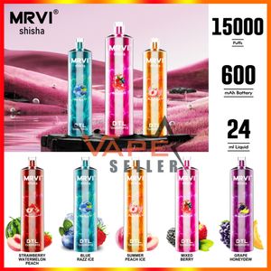 Orijinal puf shisha nargile kalem mrvi 15000 15k puflar tek kullanımlık vape dtl stili e sigara ile 24 ml meyve suyu kapsülü şarj edilebilir 600mAh pil LED aydınlatma cihazı