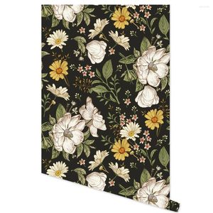 Wallpapers Daisy Flowers Wallpaper Floral Furniture PVC Sticker Waterproof Self Adhesive Contact Paper For Drawer Dresser Home Decor