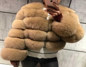 New Fashion Fake Blue Fox Fur Long Sleeve Plus Size Coat Women Fur Jackets Coats Female 5 Row Short Outerwear Girls C09257022866