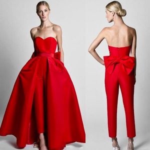 Seksowne tylne Krikor Jabotian Jumpsuits Suknie wieczorowe z odłączoną spódnicą Sweetheart Suknie balowe nowe spodnie dla kobiet HY4126 268O