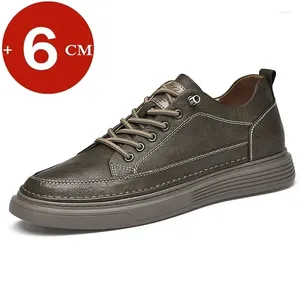 Casual Shoes Men Winda Business Skórzana Wzrost dla Oxford Classic Fashion Lift Sneakers 6-7 cm