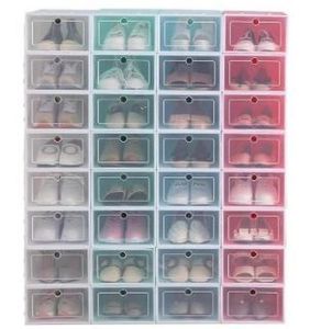 6PCSSet Shoe Box Shoe Cabinet Multifunktionell förtjockad och vänd sko mottagande låda transparent lådor förvaringsskåp DLH2861248504