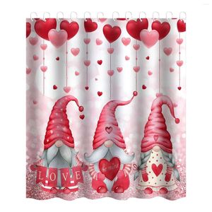 Zasłony prysznicowe Walentynki kurtyna czerwona miłość gnomów gnomów w kąpieli domek wiejski łazienka 54x78