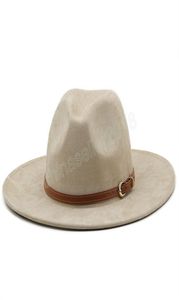 Fedora Hat Women Suede Poczuj Vintage Church Ladies Hat Unisex Wide Brim Panama Cowboy Cap Jazz Gentleman Wedding Hat for Man4580377