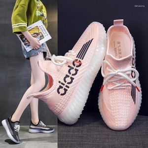 Fitness Shoes Sport Casual Mulheres tênis luminosas Moda coreana geléia rosa