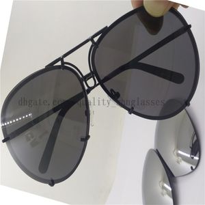 2019 NEW FASHION P'8478 SUNGLASSES BLACK FRAME GREY LENS SILVER-MIRROR LENS WITH BOX FREE SHIPPING 69mm Interchangeable Lenses 220D