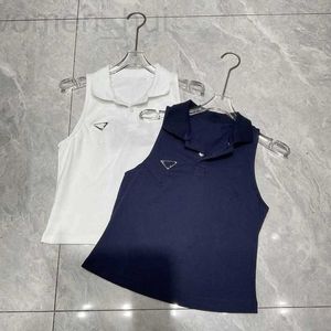 Women's T-Shirt designer 2024 Spring/Summer New Korean Edition Polo Collar Single breasted Sleeveless T-shirt Slim Fit and Leisure Tank Top Western Style Z2KS