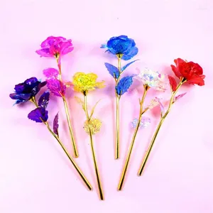 Fiori decorativi 10pcs 24k lamina placcata in oro rosa artificiale Deco di matrimoni per il matrimonio per amanti l'ingrosso all'ingrosso