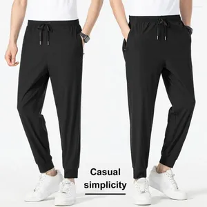 Pantaloni maschili casual unisex unisex seta di seta elastica elastica in vita solido colore solido palestra secca di tracce di pantaloni da jogging lunghi pantaloni sottili lunghi