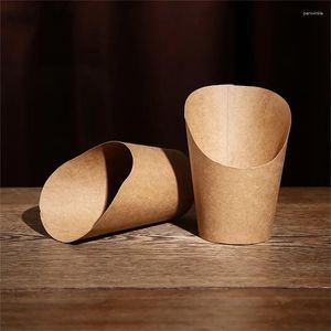 Copas descartáveis palhas batatas fritas 100pcs kraft paper lanches