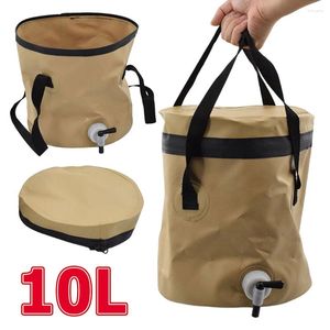 Depolama torbaları 10L Katlanabilir kova portatif katlama musluk kamp çantası ile yürüyüş için çok işlevli
