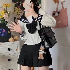Bekleidungssets Japan Student University Sailor Outfit Anzug Korean Summer High School Kawaii JK Uniformen Set Girl Frauen Seifuku 3xl Schwarz