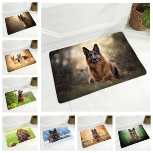 Mattor tyska Shepherd Dog Doormat flanell mattan golvmatta för hall sovrum 40x60 cm husdjur djurdörr matta som inte är halkdekor