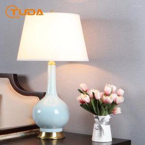 Bordslampor Tuda Jingdezhen kinesisk keramisk lampa för vardagsrumsstudie Model El Bed Decoration Night