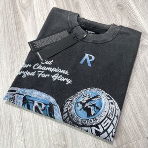 プリント半袖Tシャツ1：1高品質のストリートウェアトップスティーウォッシュブラックTシャツ