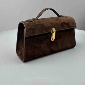 Borse sapetta di nicchia in pelle scamosciata con borsa quadrata quadrata francese minimalista borsetta a spalla in spalla 231015 240511