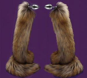 78cm Super Long Fox Tail Anal Plug Faux Fur Tail Metal Butt Plug Role