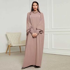 Ethnic Clothing Saudi Women Abayas Muslim Ramadan Prayer Clothing With Hooded Jalaba Solid Casual Batwing Slve Arab Oriental Robe Eid Djellaba T240510