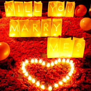 Luminary Paper Bags Wedding Proposal Decorations Light Up Letters Sign med LED -lampor för engagemangsparti 240429