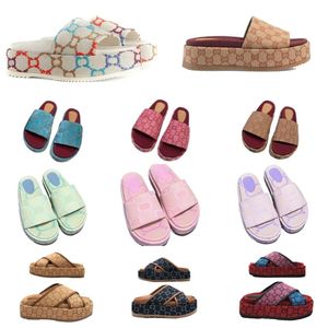 Casual summer Platforms 2G Printed Embroidered slippers Famous Slide Flats Thick Bottom Slipper Bee wedge sandals Womens mens slip on mules holiday Flops plus size