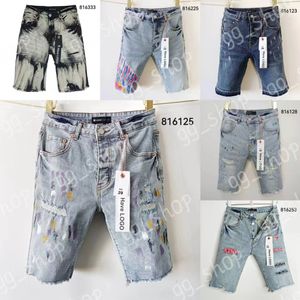 Men's shorts designer shorts Purple shorts Hip hop ripped denim shorts 816125 28-40