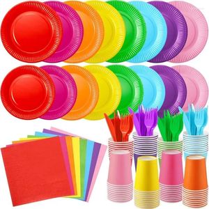 Disposable Dinnerware 560 Pieces Sets Include Dessert Paper Plates Cups Napkins Forks Knives Spoons Complete Pack