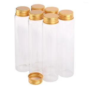 Storage Bottles 6 Pieces 120ml 37x150mm Transparent Glass With Gold Aluminum Caps Jars For DIY Crafts Wedding Favors