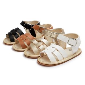 Meckior Summer Baby Garden Sandals Retro Style Pu Leather Boy Girl Shoes Rubber Sole Spädbarn Toddler Nonslip First Walkers 240509