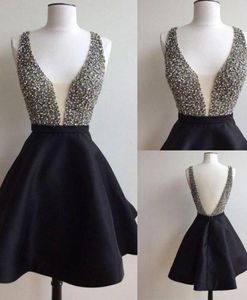 201 Sexy Homecoming Dresses sequin Beaded Vneck Real Po Backless Short Graduation Cocktail Party Gowns For Girls Sweet 16 Dres1651290