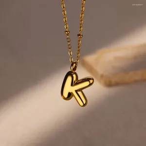Pendant Necklaces Chunky Initial Letter For Women Waterproof Gold Color Alphabet Necklace Stainless Steel Jewelry Free Items