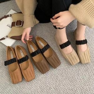 Lässige Schuhe Ippeum Ballet Flats Frauen Brown Mary Janes Dress Square Toe Balerinas Mujer Elegantes