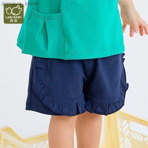 Shorts labi baby barn sommar shorts ruffle elastiska korta byxor för flickor pojkar småbarn bomull strand korta byxor 1-4 år barnl2405l2405l2405