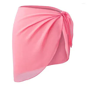 Women Swimwear Chiffon Pareo Beach Cover Up Soft Sarong Swimsuit Wrap Skirts Sexy Mini Bikini Sheer Scarf Bathing Suit Bottom