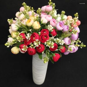Decorative Flowers 2PCS Artificial Spring Tea Bag Mixed With Floral Bouquet Home Decoration Wedding Silk Flower Po