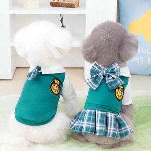 Abbigliamento per cani in poliestere coppie vestito in stile preppy maglietta comoda gonna blu abbigliamento uniforme da compagnia morbida per gattino