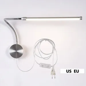 Vägglampa LED-läslampor Flexibel 6W badrumsspegel Ljus bredvid studie SCONCES Luminaire AC85-265V med EU-plugg