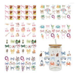 Window Stickers UV DTF Transfe Bow -tema för 16oz Libbey Glasse Wraps Cup Can DIY vattentät lättanvänd anpassade dekaler D15776