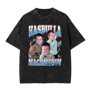 Magliette da uomo a maglietta lavata di grandi dimensioni Hasbulla Magomedov Bootleg Cotton Vintage 90s Tshirt per unisex Summer Y2K Retro Stampato Maschette