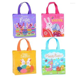 Bolsas de armazenamento Bolsa de presente Páscoa biscoitos não tecidos Candy Kraft Paper Happy Party 12 Packs Reciclado