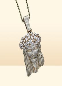 Ny stor storlek Jesushänge halsband med tenniskedjor Mens Iced ut charm smycken guld silver färgkedja hiphop smycken 210323207756720