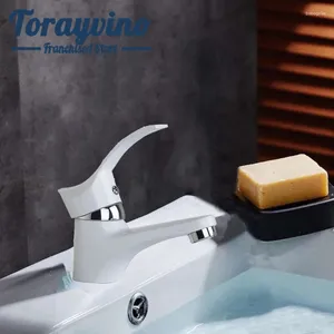 Bathroom Sink Faucets Torayvino Faucet Grifo Lavabo & Cold Mixer Tap Solid Brass Basin Chrome White Painting Single Handle