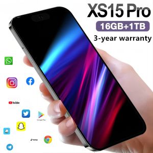 Brand New Original 16GB+1TB For Smartphone 6.8 inch XS15 Pro Full Screen 4G 5G Cell Phone 7800mAh Mobile Phones Global Version