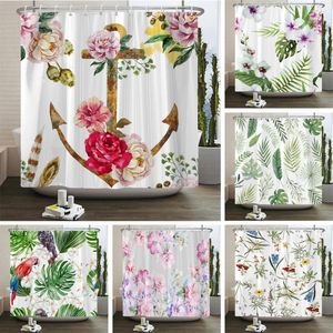 Tende doccia arte nordica boho fiori tende pianta in poliestere poliestere foglie tropicali per decorazioni per il bagno