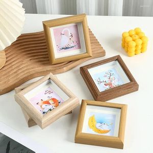 Frames Modern Simple Mini 4 Inch Small Po Frame Desktop Decorative Table Density Board Square Mounted Creative Oil Painting