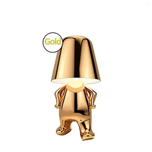 Lâmpadas de mesa Pensador de pensador recarregável Night Light Decoração de ponta de ponta Retro Retro Little Golden Lamp Bedroom