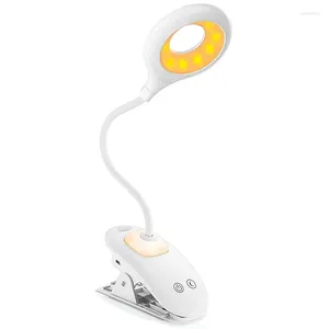 Lampade da tavolo Leatura yo-lettura Light/ scrivania Clip di ricarica sulla luce con motociclini notturne a 3 colori letto flessibile morsetto a collo di cigno